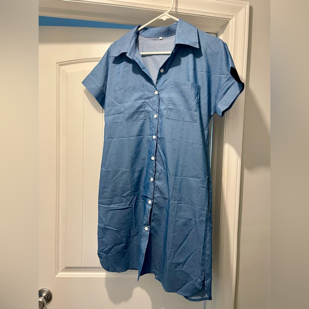 Blue Button-Up Shirt Dress size S